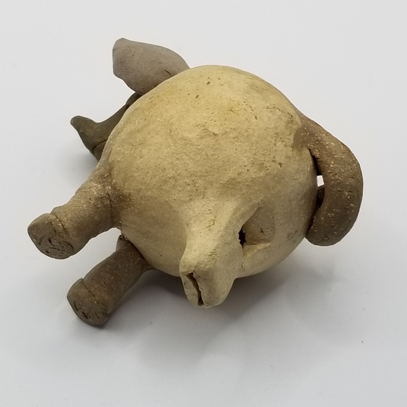 Clay Pottery Whistle Primitive Folk Art Pig Tail Ceramic Handmade Figural Signed - Picture 7 of 11